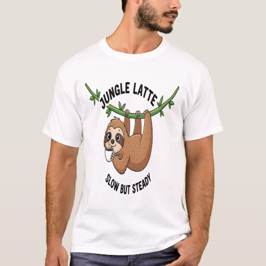 ナマケモノのモーニングコーヒー Tシャツ (正面)