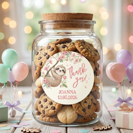 ナマケモノの子供の誕生日おめでとう&ありがとう ラウンドシール