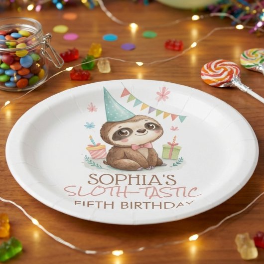 ナマケモノの子供の誕生日おめでとう ペーパープレート