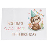 ナマケモノの子供の誕生日おめでとう ラージペーパーバッグ (正面)