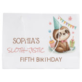 ナマケモノの子供の誕生日おめでとう ラージペーパーバッグ (裏面)