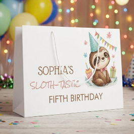 ナマケモノの子供の誕生日おめでとう ラージペーパーバッグ