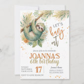 ナマケモノの子供の誕生日おめでとう 招待状 (正面)