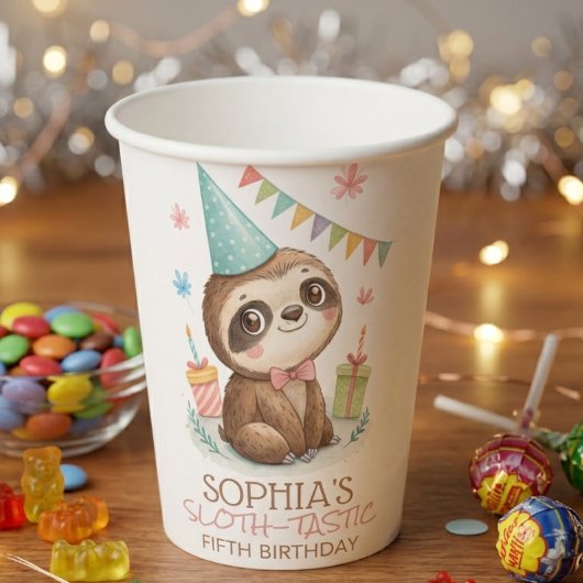 ナマケモノの子供の誕生日おめでとう 紙コップ