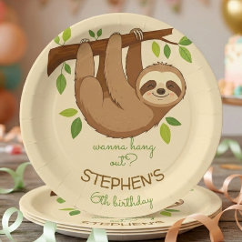 ナマケモノの子供の誕生日をお祝いしよう ペーパープレート