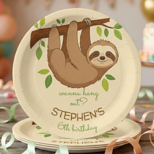 ナマケモノの子供の誕生日をお祝いしよう ペーパープレート