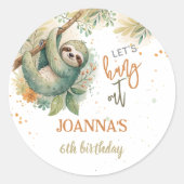ナマケモノの子供の誕生日をお祝いしよう ラウンドシール (正面)