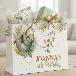 ナマケモノの子供の誕生日をお祝いしよう ラージペーパーバッグ