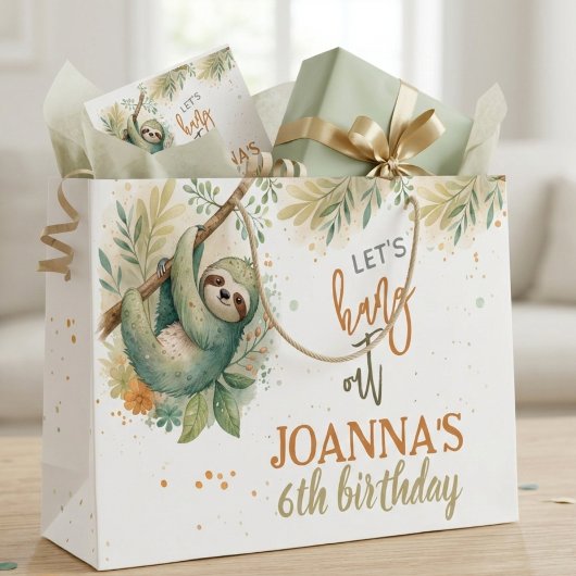 ナマケモノの子供の誕生日をお祝いしよう ラージペーパーバッグ