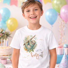 ナマケモノの子供の誕生日をお祝いしよう Tシャツ