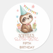 ナマケモノの子供の誕生日 ラウンドシール (正面)