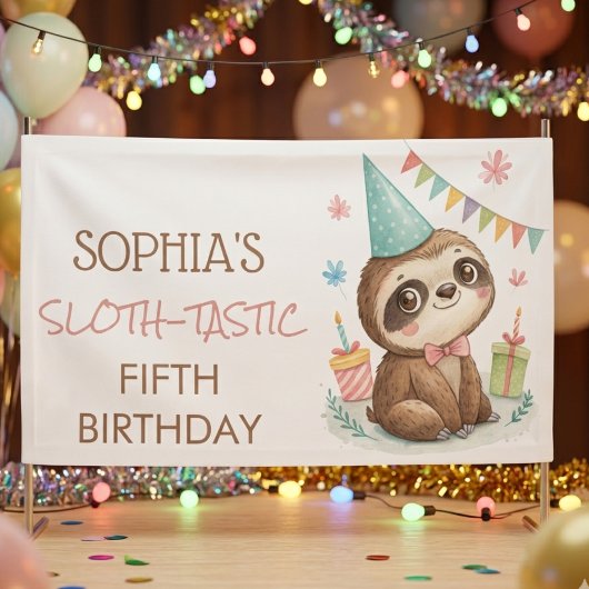 ナマケモノの子供の誕生日 横断幕
