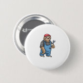 ナマケモノの整備士レンチ クラシックTシャツ 缶バッジ (正面&裏面)