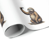 ナマケモノの木版画ビンテージ野生動物Tシャツ 2 ラッピングペーパー (ロールコーナー)