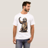 ナマケモノの木版画 ビンテージ風 動物Tシャツ 2 Tシャツ (正面フル)