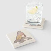 ナマケモノの背景 ストーンコースター (横)