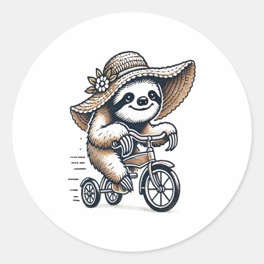 ナマケモノの自転車乗り ラウンドシール (正面)