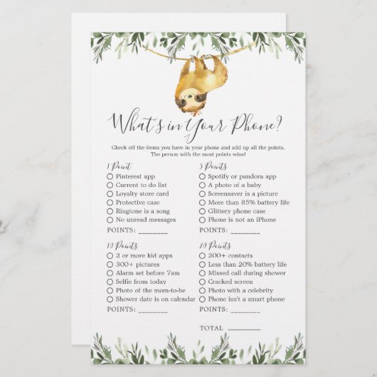 ナマケモノの赤ちゃんシャワーあなたの電話の何 (正面/裏面)