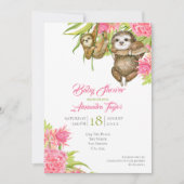 ナマケモノの赤ちゃんパーソナライズされたシャワー 招待状 (正面)