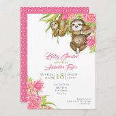 ナマケモノの赤ちゃんパーソナライズされたシャワー 招待状 (正面/裏面)