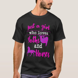 ナマケモノの馬だけ女の子ティーンズライディング誕生 Tシャツ