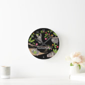 ナマケモノの黒カスタムいパーソナライズされた名 ラウンド壁時計 (ホーム)