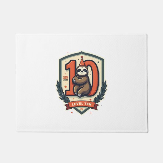 ナマケモノの10歳の誕生日 ヴィンテージ サンセット Tシャツ 2 ドアマット (正面)