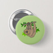 ナマケモノぶら下がったのスケッチ 缶バッジ (正面&裏面)