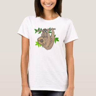 ナマケモノぶら下がったのスケッチ Tシャツ