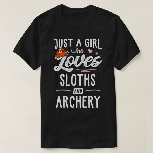 ナマケモノやアーチェリーギフトスロットが大好きな女の子 Tシャツ (デザイン正面)