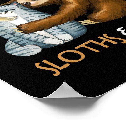 ナマケモノやネコのナマケモノに気を取られる ポスター (角)