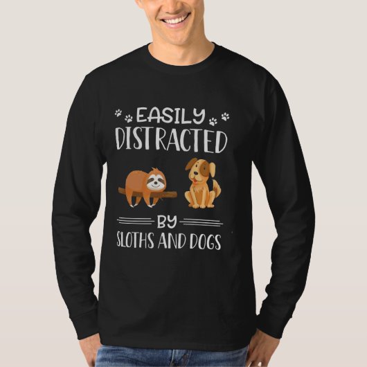 ナマケモノや犬に気を取られやすい70 Tシャツ (正面)
