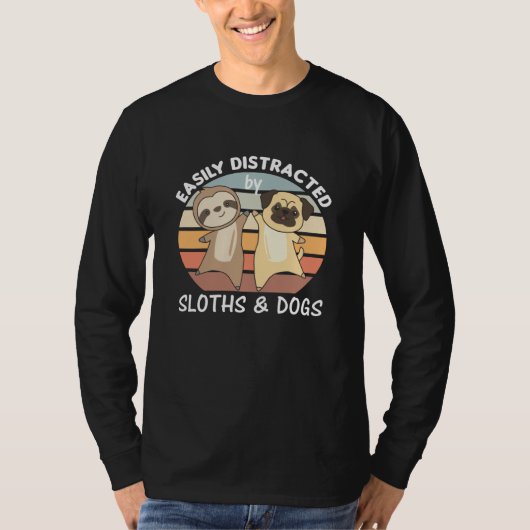 ナマケモノや犬に気を取られる Tシャツ (正面)