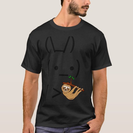 ナマケモノを持つアスキーウサギ Tシャツ (正面)
