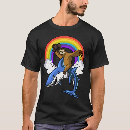 ナマケモノカウボーイサメ乗り物 Tシャツ (正面)