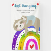 ナマケモノカラフルかわいいボホレインボーボーボーイベビーシャワー 横断幕 (縦)