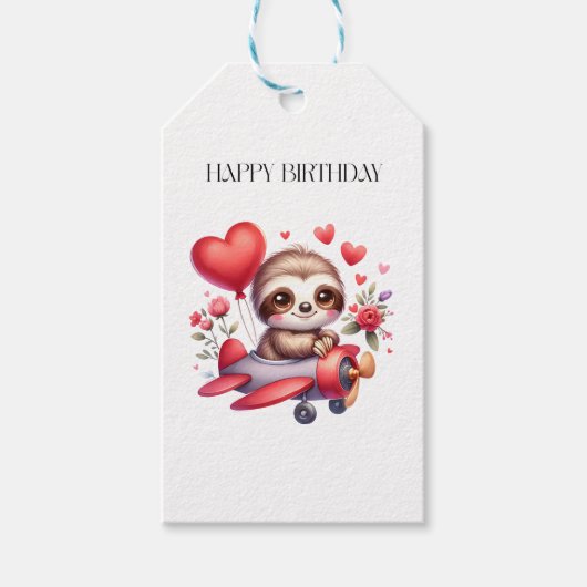 ナマケモノパイロット お誕生日 ギフトタグ (正面)
