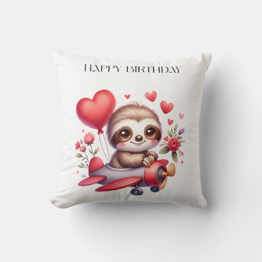 ナマケモノパイロット 誕生日 クッション (正面)