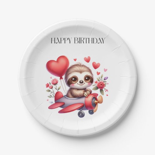 ナマケモノパイロット 誕生日 ペーパープレート (正面)
