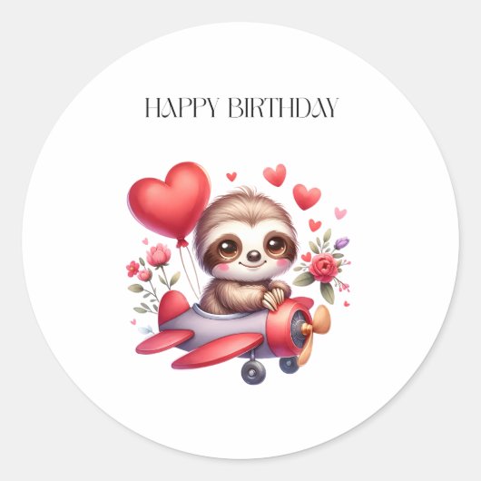 ナマケモノパイロット 誕生日 ラウンドシール (正面)