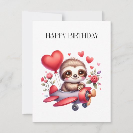 ナマケモノパイロット 誕生日 招待状 (正面)