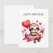 ナマケモノパイロット 誕生日 招待状 (正面/裏面)