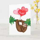 ナマケモノパーソナライズされたのバレンタインデー カード (黄色い花)