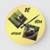 ナマケモノユニークだ。 ラウンド壁時計 (正面)