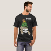 ナマケモノ亀 カタツムリ ピギーバック 動物 走る少年 Tシャツ (正面フル)