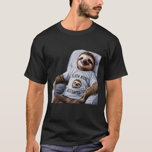ナマケモノ愛好家のための楽しいナマケモノモード起動デザイン Tシャツ (正面)