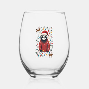 ナマケモノ愛好家へのクリスマスギフト サンタバッファローTシャツ ステムなしワイングラス
