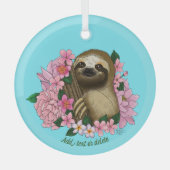 ナマケモノ色の花 ガラスオーナメント (正面)