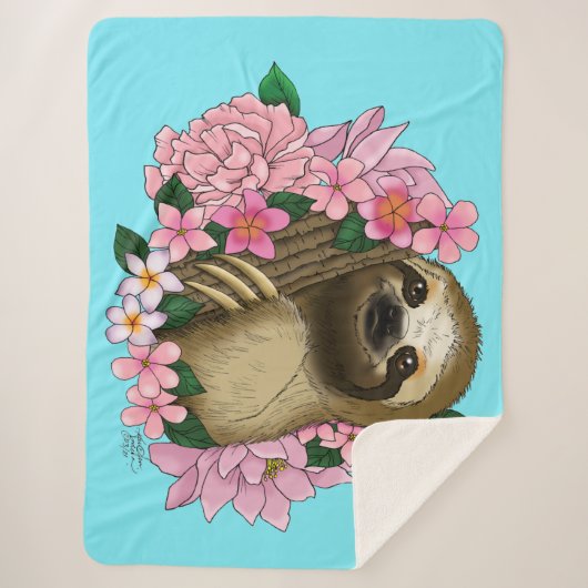 ナマケモノ色の花 シェルパブランケット (正面)