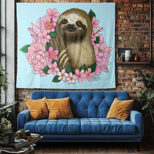 ナマケモノ色の花 タペストリー